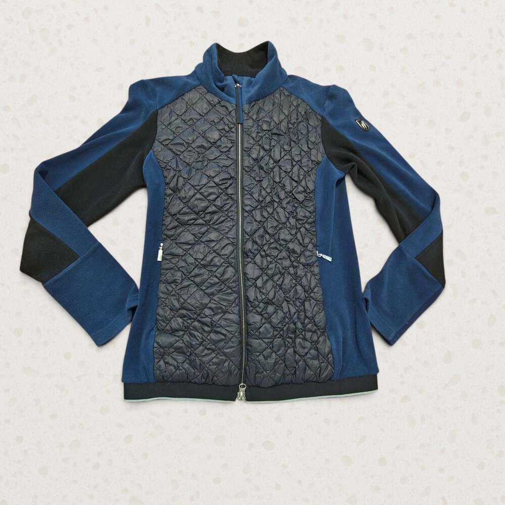 Toni Sailer Womens Hybrid Ski Jacket Quilted Fleece Full Zip Blue Black Size 38